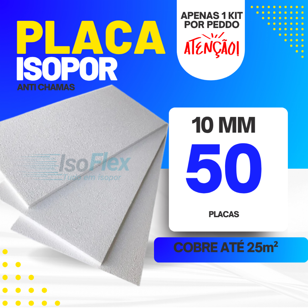 50 Placas EPS 1CM (10x400x1000) Anti-Chamas Tipo 1 Isopor Para Forro Construção Civil