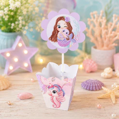 12 Centro de Mesa SEREIA AQUARELA - Cachepô para mesa para decoração de aniversário