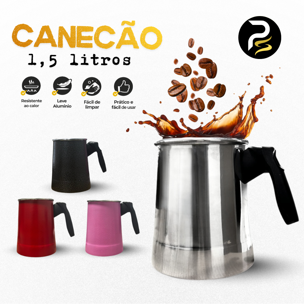 canecão alumínio 1,5 litros com cabo baquelite em cores