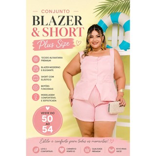 Conjunto Social Plus Size Feminino Short e Blusa Premium