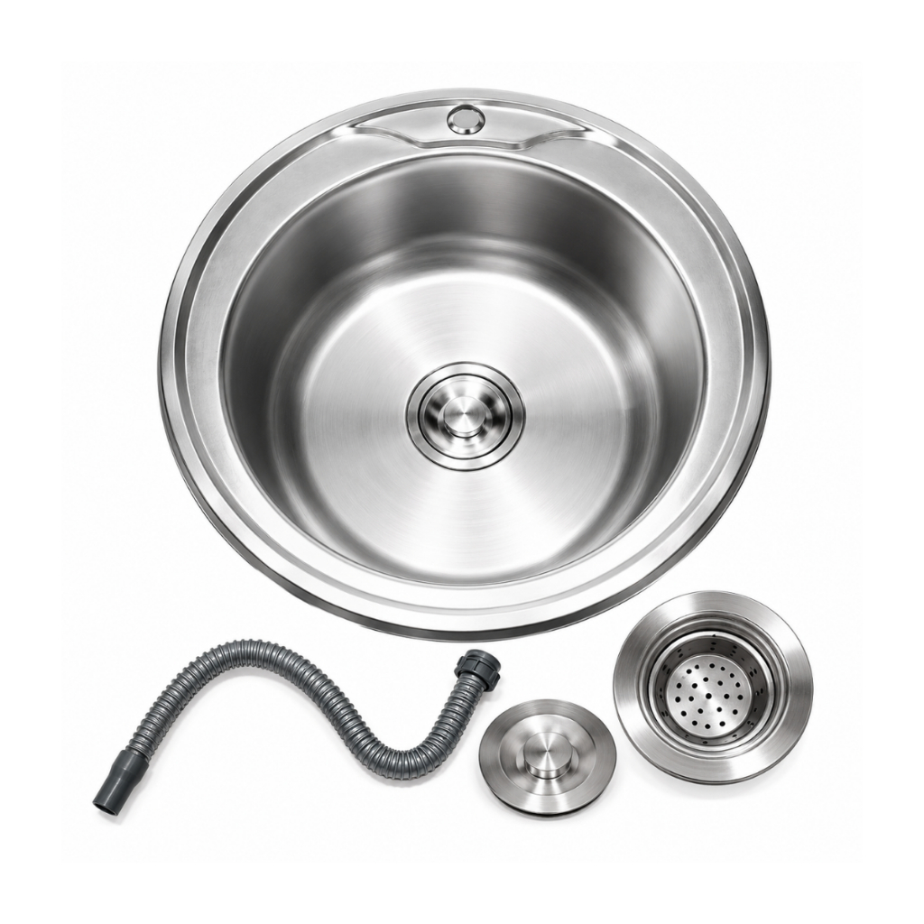 Cuba Pia Redonda 36x14 Em Aço Inox Com Válvula Gourmet