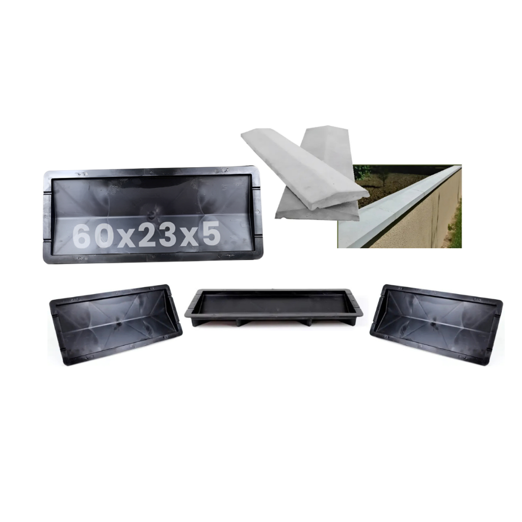 Kit Molde Plastico p/ Pré-moldado de concreto Pingadeira Capa de Muro 60x23x5 Ecologico Fácil desmoldagem 4 unidades