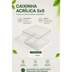 KIT 10/20 e 50 Caixinhas Acrílicas 5x5 Transparentes para Lembrancinhas, Festas, Aniversário e Personalização