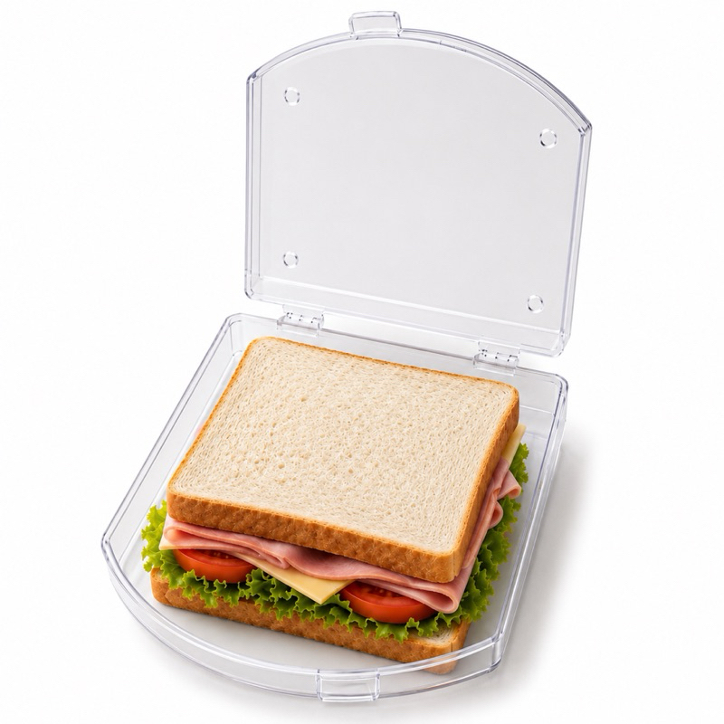 Lancheira Porta Sanduíche Compacta Transparente | Ideal para merenda Escolar Trabalho Escritório Academia