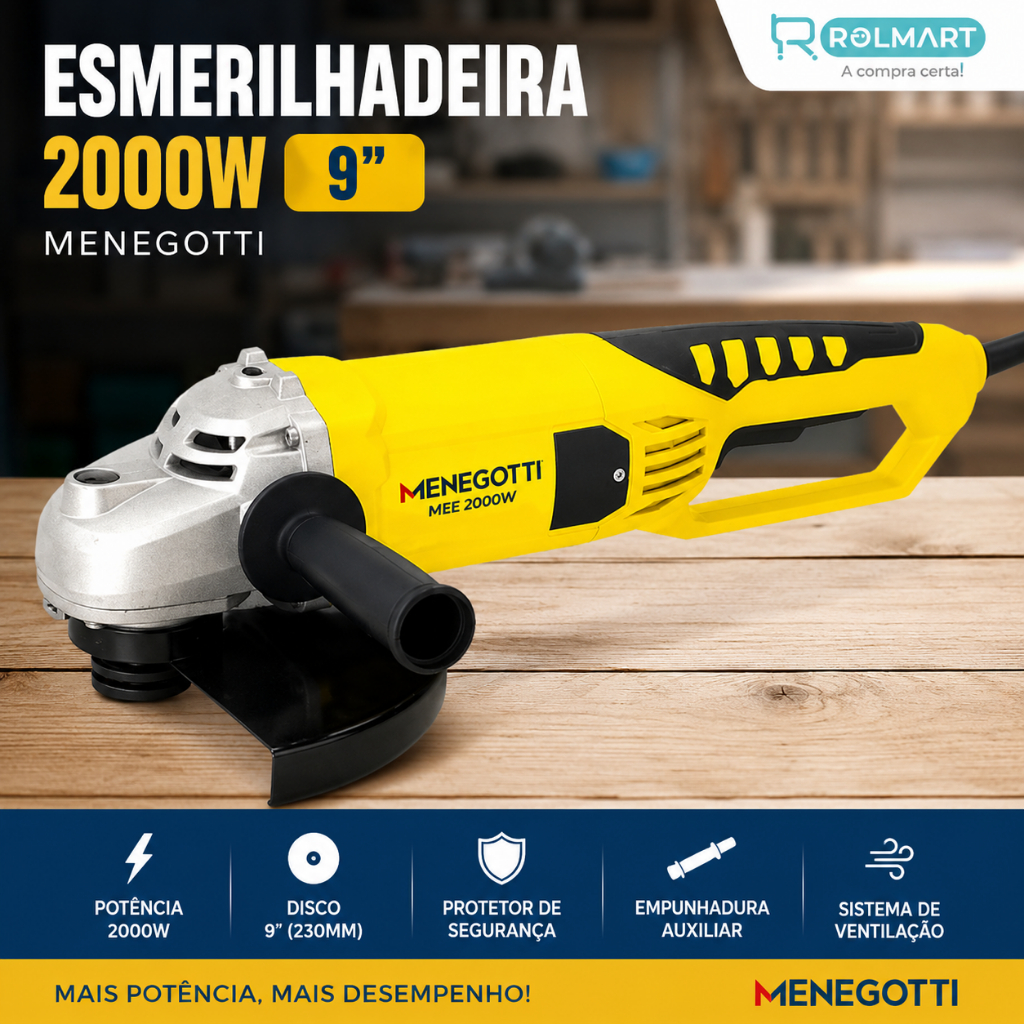 Esmerilhadeira elétrica MME 2000W 9″ Menegotti
