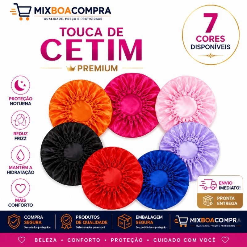 TOUCA DE CETIM PARA DORMIR ANTI FRIZZ | PROTEÇÃO CAPILAR | PRESERVA CACHOS E HIDRATAÇÃO