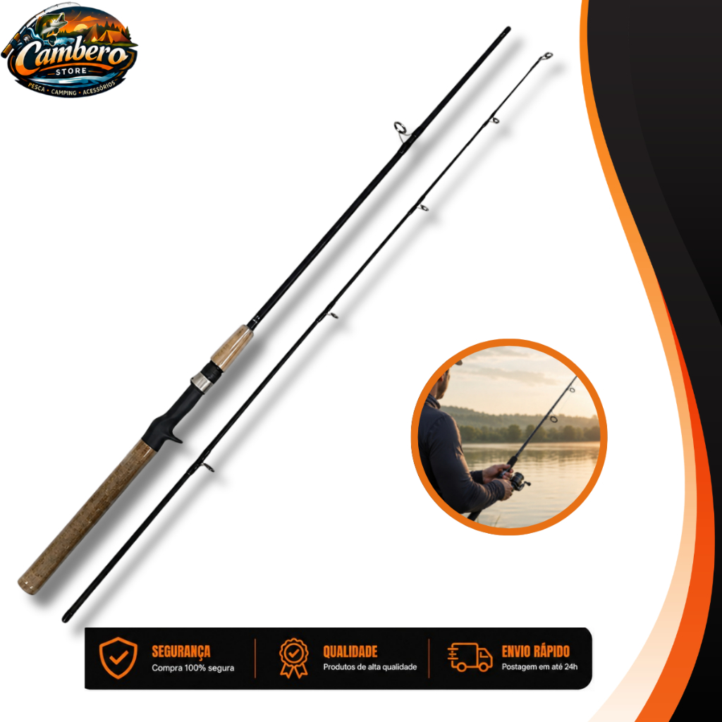 Vara Carretilha Tacom High Five 1,83m IM7 5 Partes Ultra Leve Alta Resistência 8-16lbs Profissional