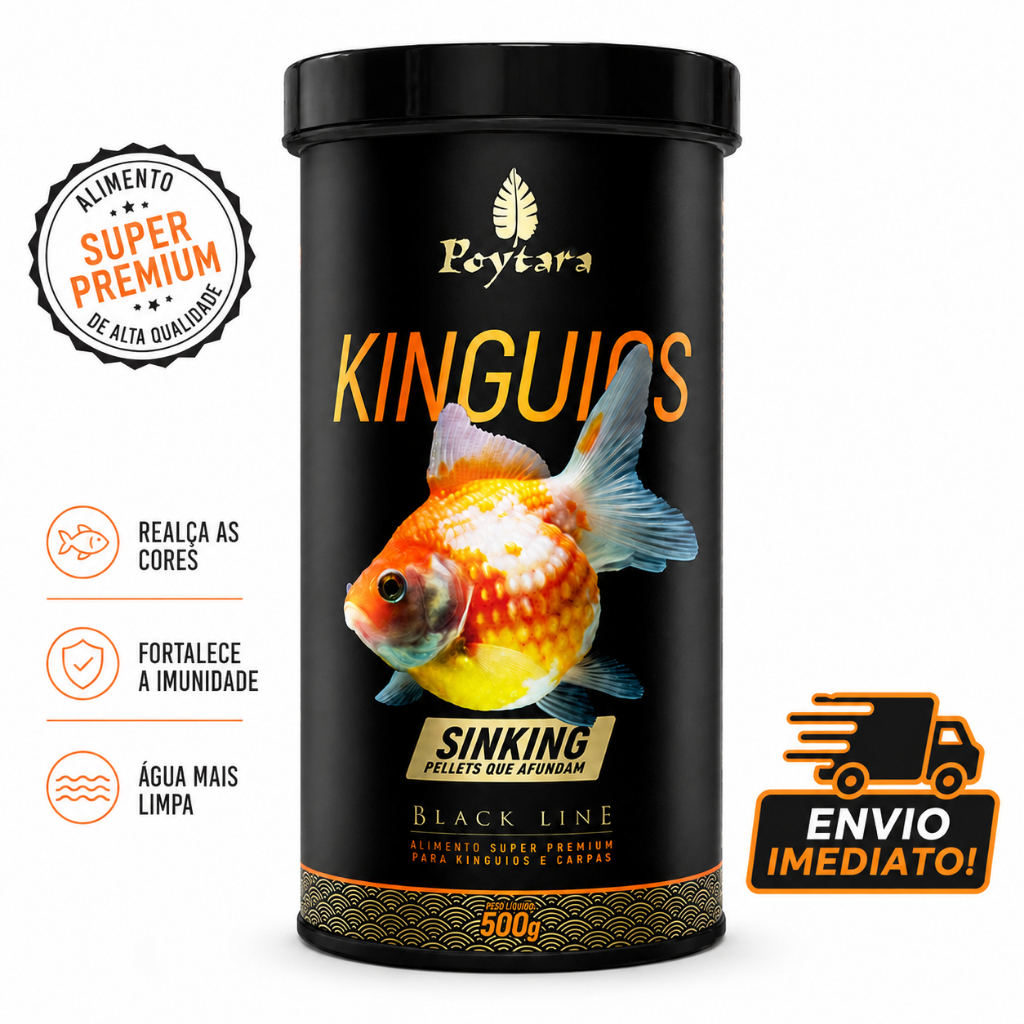 Ração Peixes Poytara Kinguios Sinking Black Line 500g Para Peixe Aquário Lagos Envio Imediato Oferta