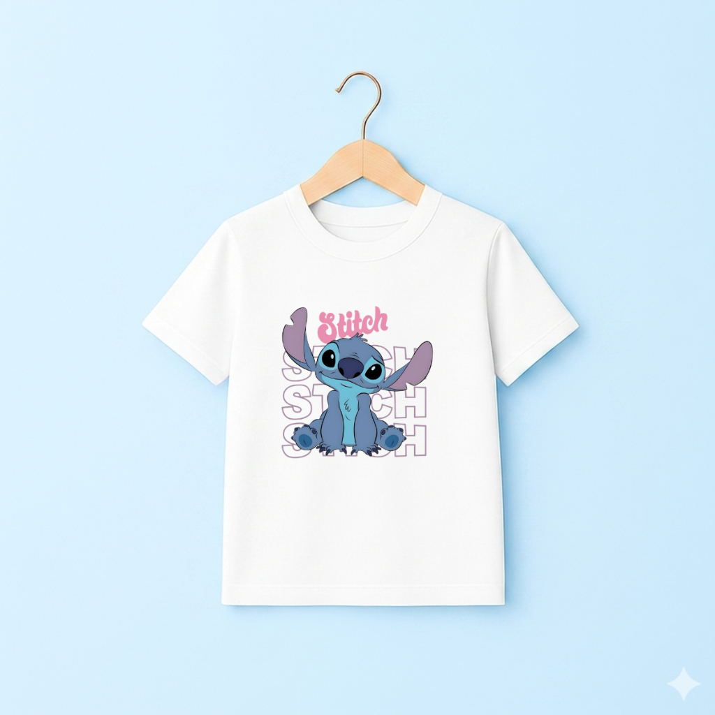 Camiseta T´-shirt Camiseta Infantil Stitch 100% Algodão Fio 30.1 Estampa Colorida