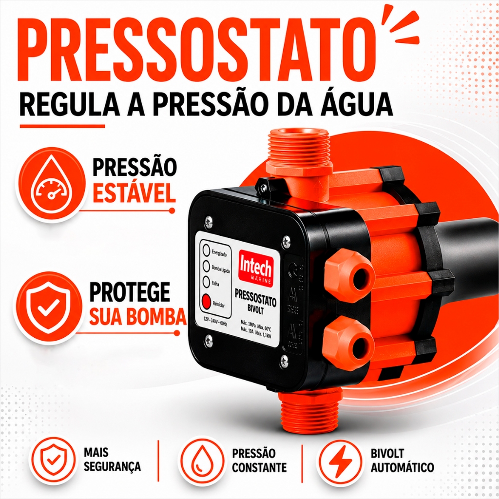 Pressostato Regulador de Pressão Controlador de Pressão Intech Machine Regula Pressão Pressurizador
