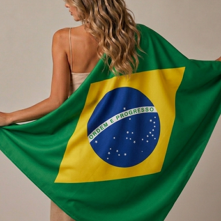 Bandeira Do Brasil Decorativa P M G Torcida Brasileira Copa Do Mundo Cetim Premium