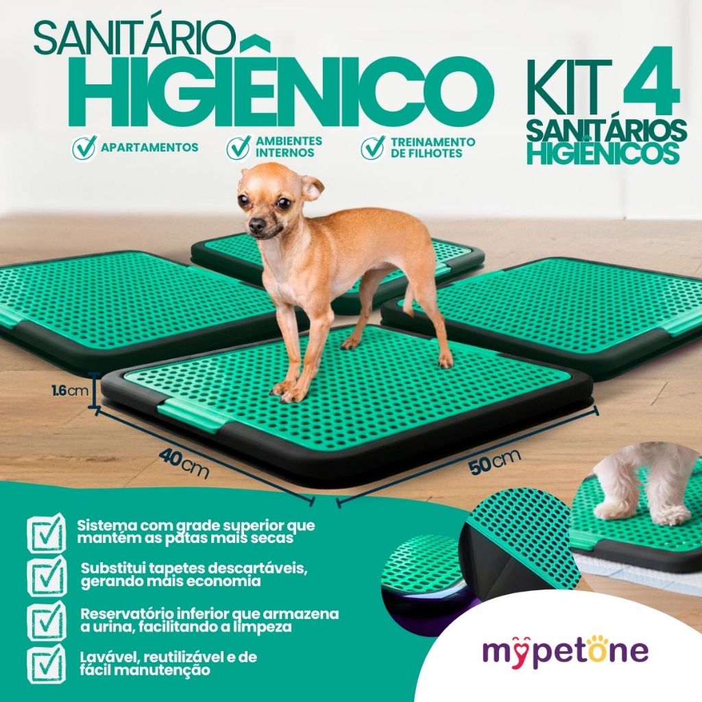 4 Tapete Sanitário Higiênico Lavável Educa Pet Xixi Cães Mypetone Tiffany