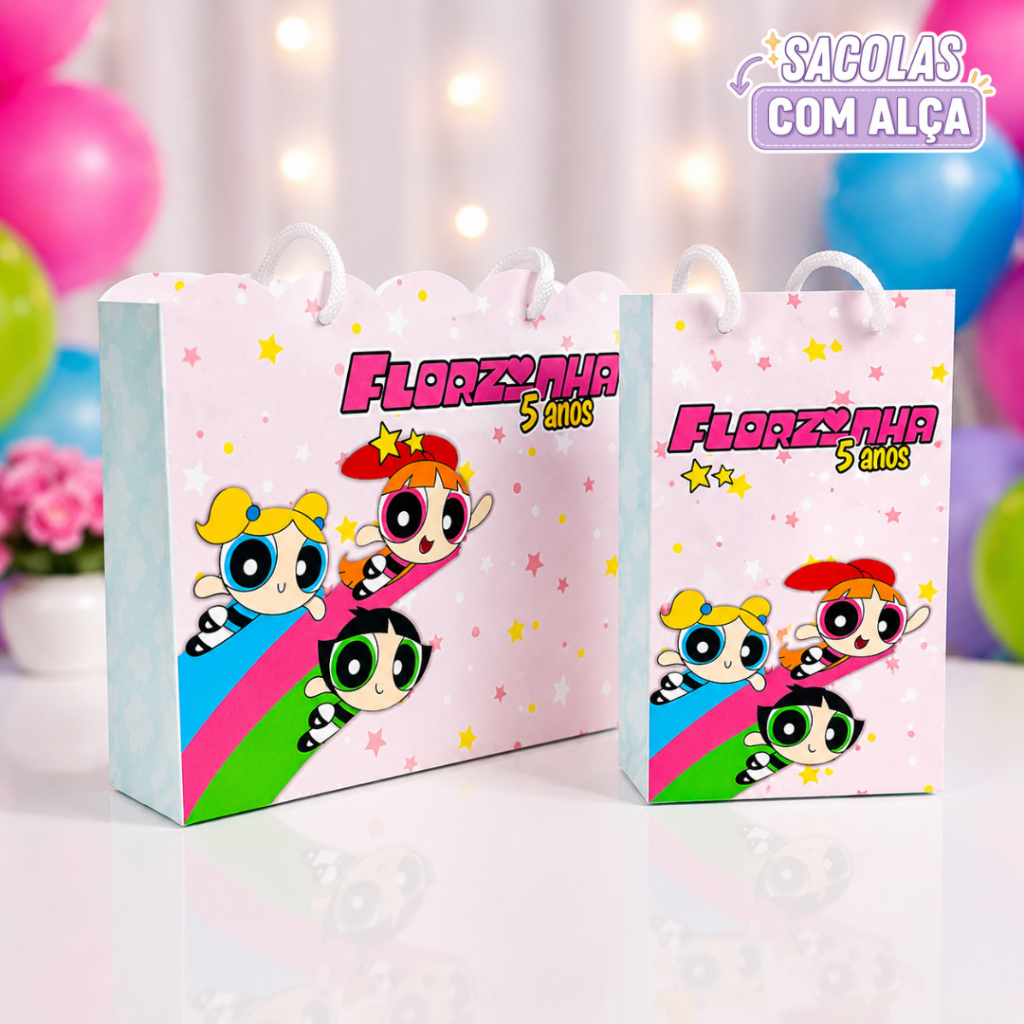 Sacolinha Surpresa Meninas Super Poderosas Pegue e Monte Personalizada | Lembrancinhas Festa Infantil 💜