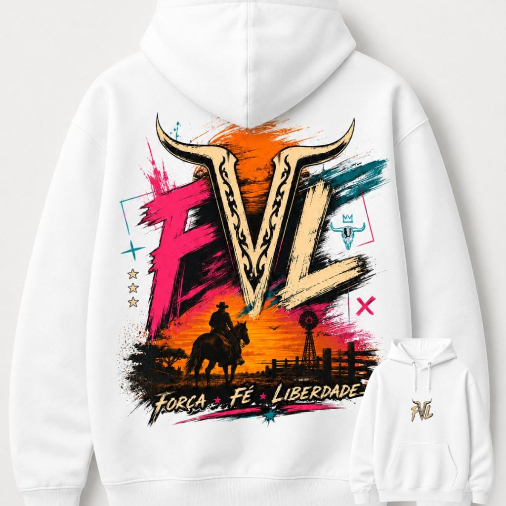 Blusa de Frio Moletom Canguru Capuz Quentinha Flanelada Masculino Feminino Estampada Country Festa Peão Rodeio Original