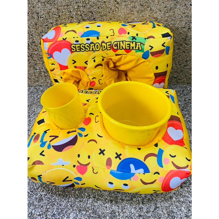 10 Almofada Porta Pipoca Emoji Personalizado Lembrancinha Festa Aniversário Infantil 10 Kits