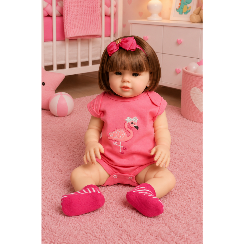 Boneca Bebê Reborn Abigail Sorrindo Cabelo Castanho Realista - Mundo KIds
