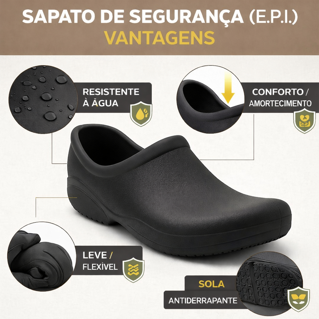 Sapato EPI – Hospital, Limpeza, Cozinha e Serviços - Unissex - Frete Grátis  

