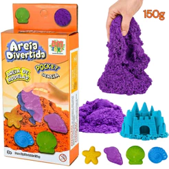 Areia Magica Divertida Para Modelar Sensorial Com Moldes Colorido 150G
