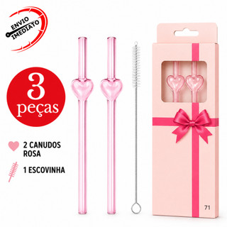 Canudo de Vidro + Escova para Limpeza Ecológico Drinks Festa Restaurante Bar Barman Bartender