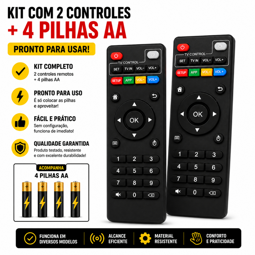 Kit Controle Remoto Universal Compatível Com Tv Box Envio Imediato Acompanha AA