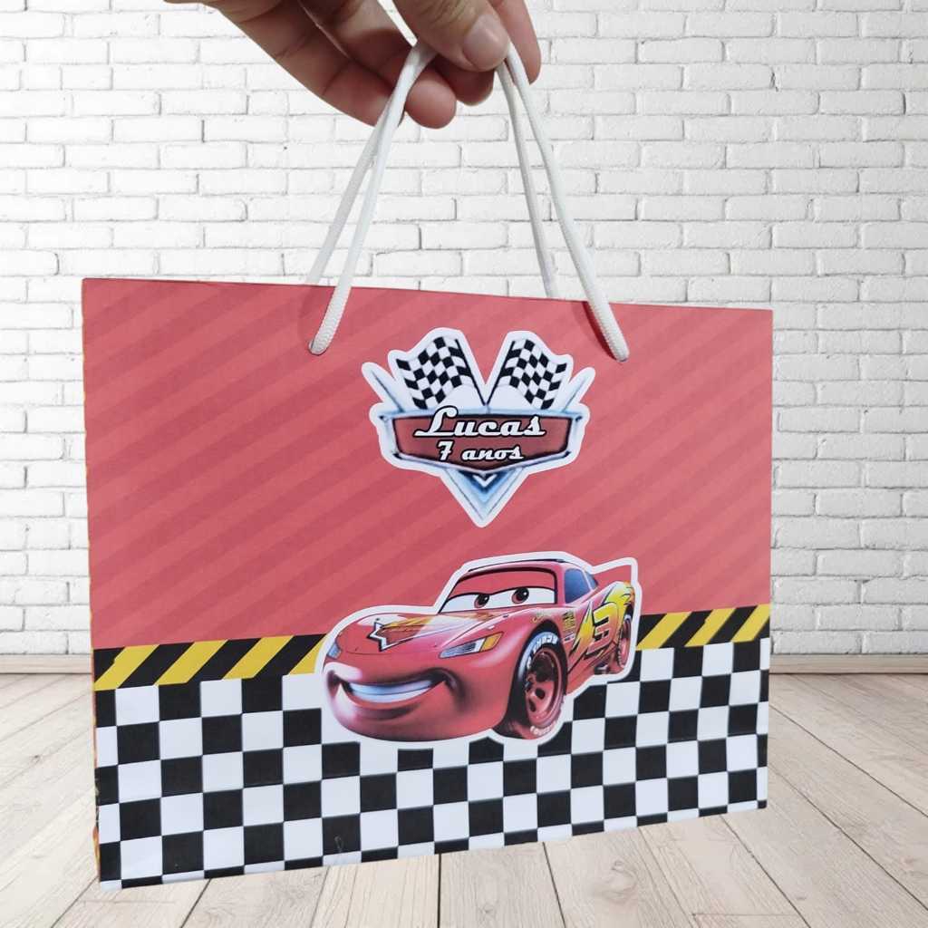 Sacolinha Carros Personalizada | Lembrancinha Festa Infantil Carros Disney | Bolsa Surpresa para Aniversário