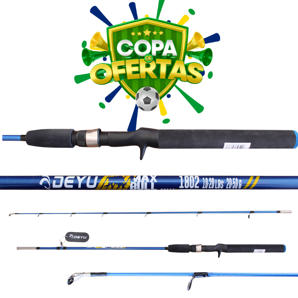 VARA DE PESCA PARA CARRETILHA 1,65m|1,80m 10-20LB 2 PARTES PESQUEIRO E RIO EMBARCADO MAX BULL DEYU