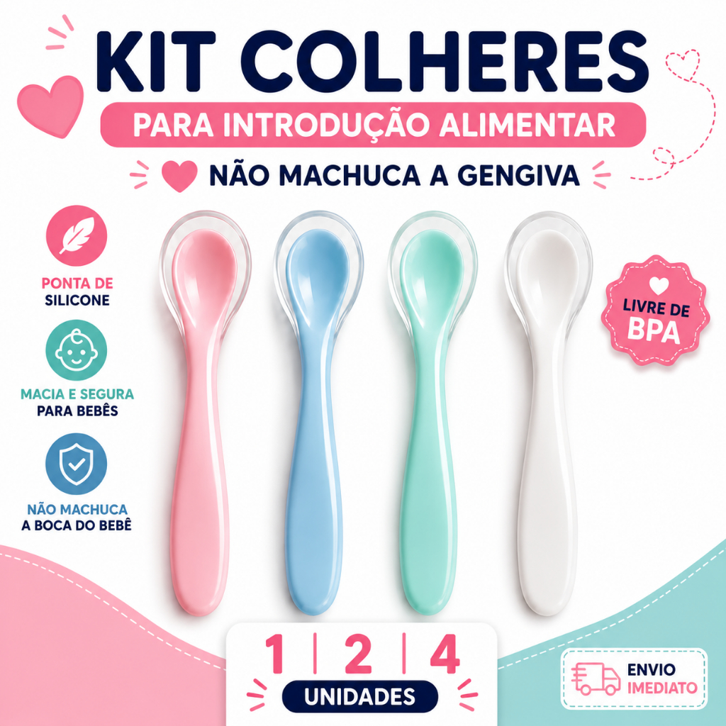 Colher Ponta de Silicone Macia Para Bebê