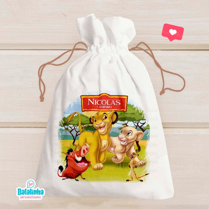 Saquinho Rei Leão personalizado para lembrancinha 20und