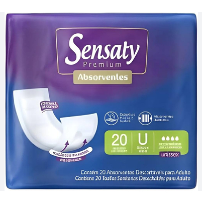 Absorvente Geriatrico Unissex Sensaty Premium Tamanho Unico, 20 Unidades