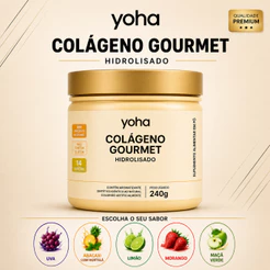 Colágeno Hidrolisado em Pó Yoha 240g Sabores Gourmet com Vitaminas Pele Cabelo Unhas Alta Absorção By Camila Loures