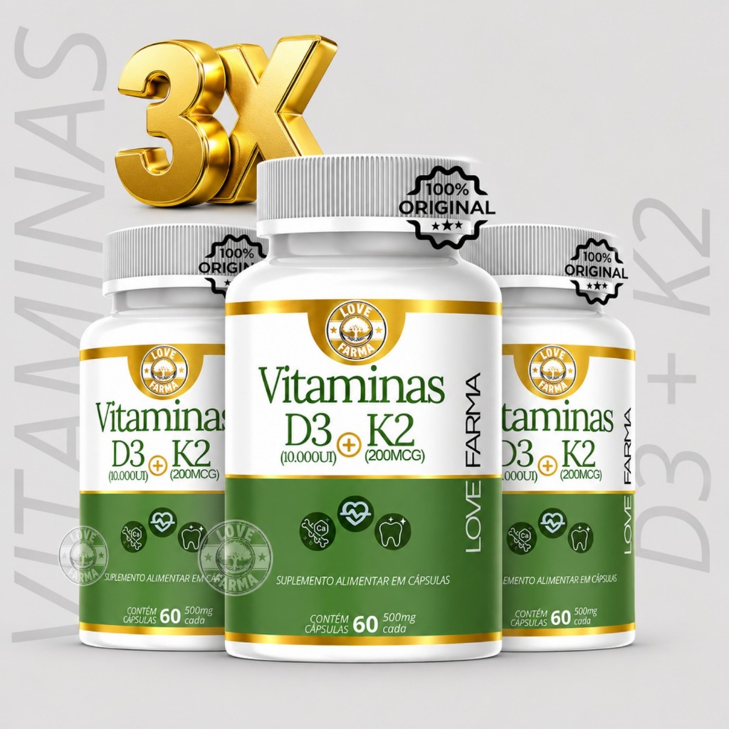 Kit 3 Vitamina D3 e Vitamina K2 Premium