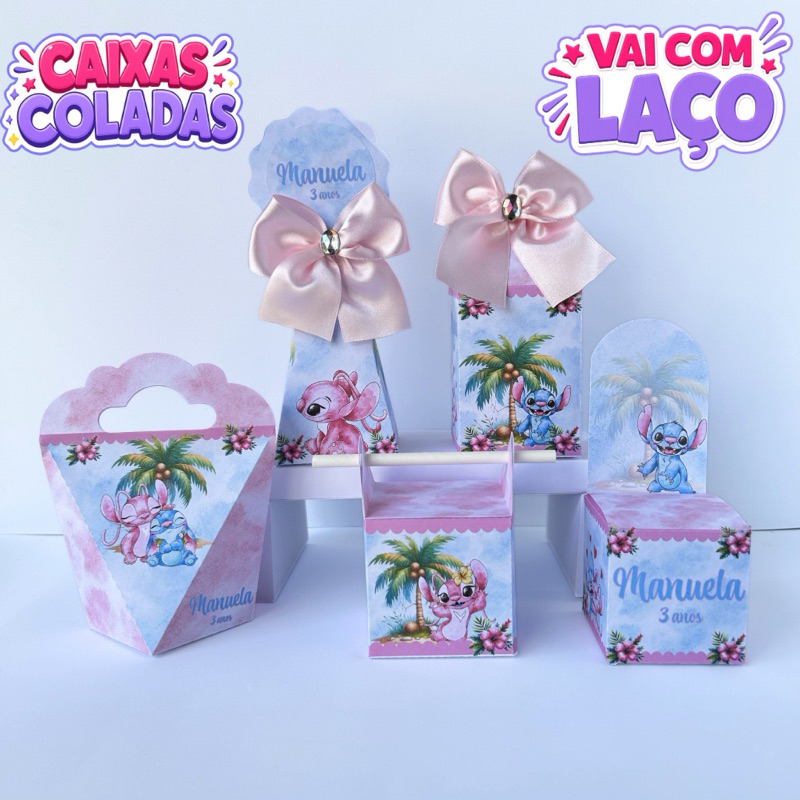 Kit Caixa Stitch e Angel Personalizados/Lembrancinha de Festa/Aniversário/Lembrancinha Festa Infantil