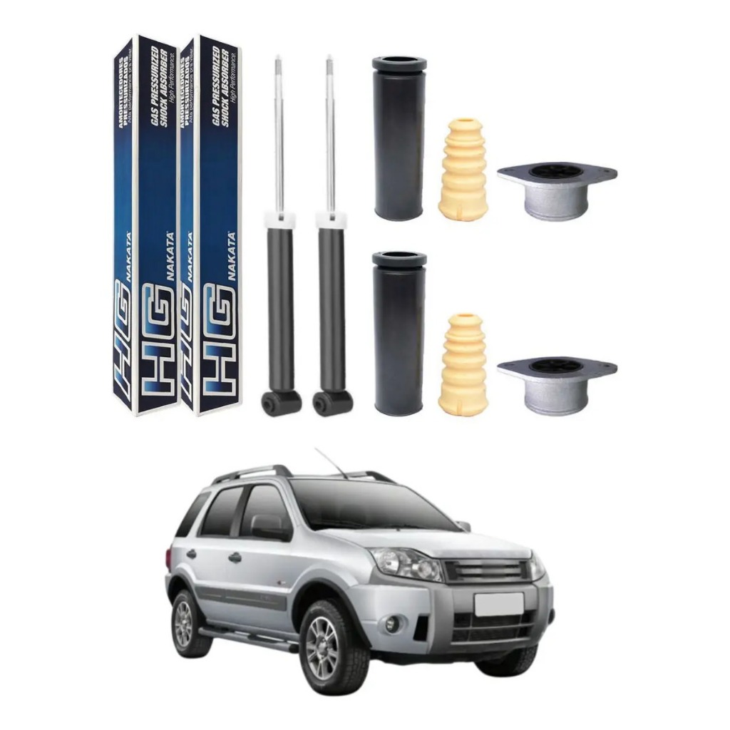 Par Amortecedor Traseiro Ecosport 1.0 1.6 2.0 2003 a 2012 Original Nakata + Coifa Batente e Coxim