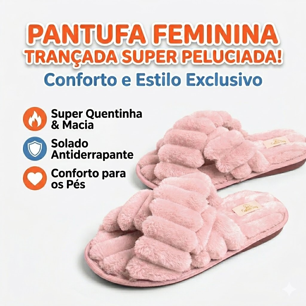 Pantufa Chinelo de Quarto Trançado Confortável Premium Chinelo Leve & Macio Quentinho Aurora