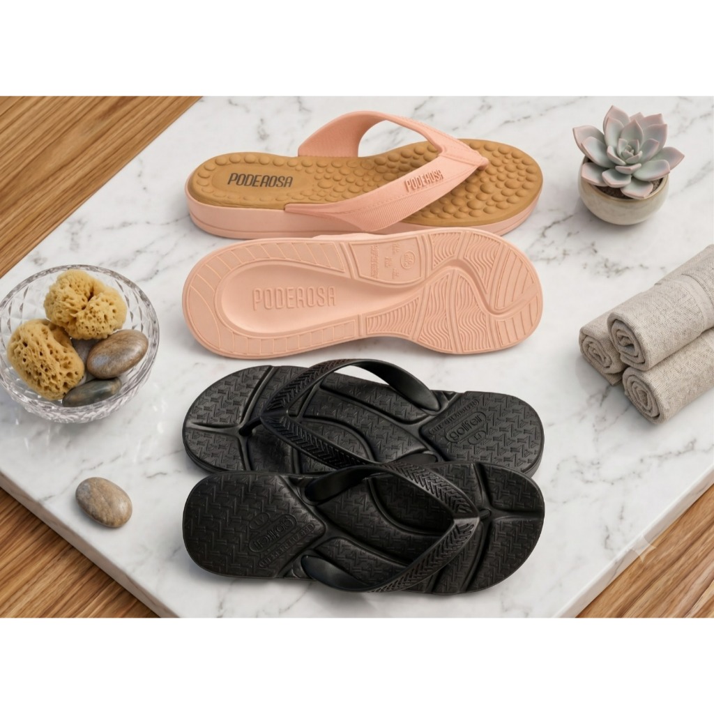 Kit 2 Pares Chinelo Massageador Feminino Anatômico Confortável Antiderrapante Macio Ortopédico Leve Casual Praia
