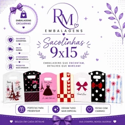 Sacola Plástica Estampada 9x15 Com 100 Unidades