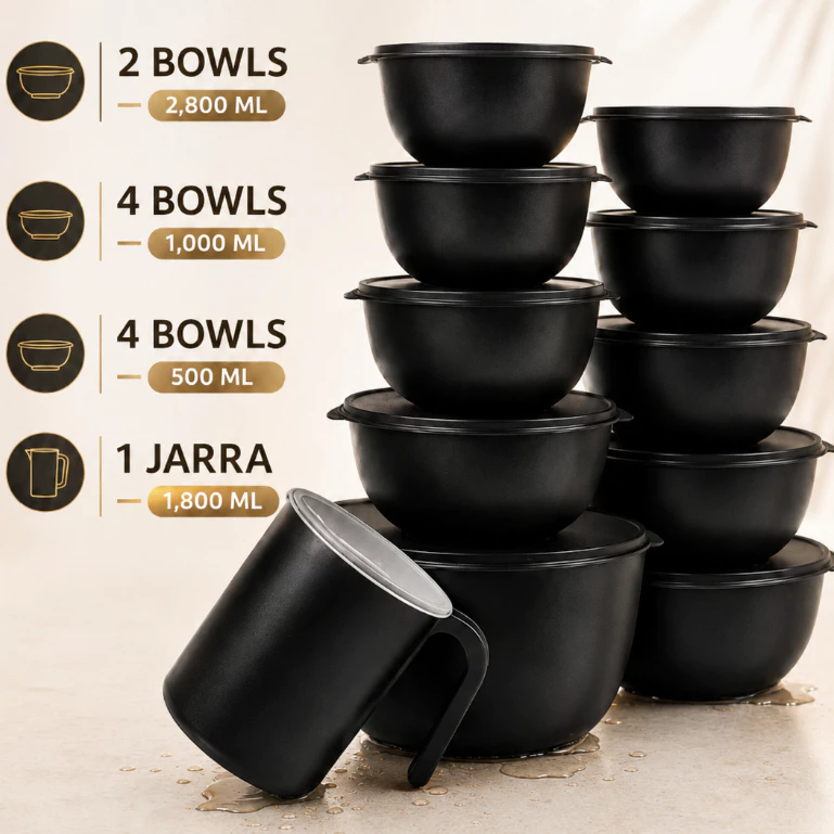 Kit 11ou 3 Bowl Redondo de Plástico + Jarra | Organização e Praticidade para Sua Cozinha — imagem 1