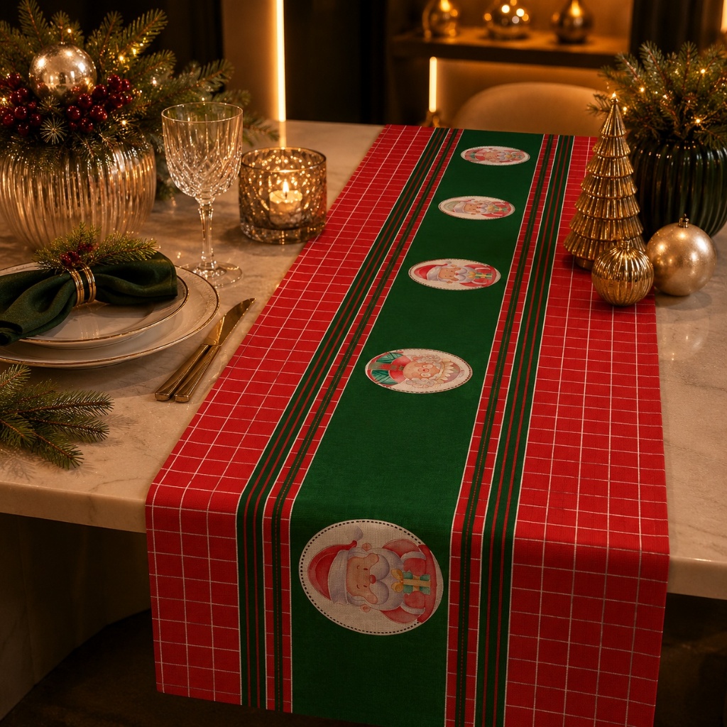 Trilho de Mesa Caminho Natalino 110X35cm Papai e Mamãe Noel ENVIO RÁPIDO!