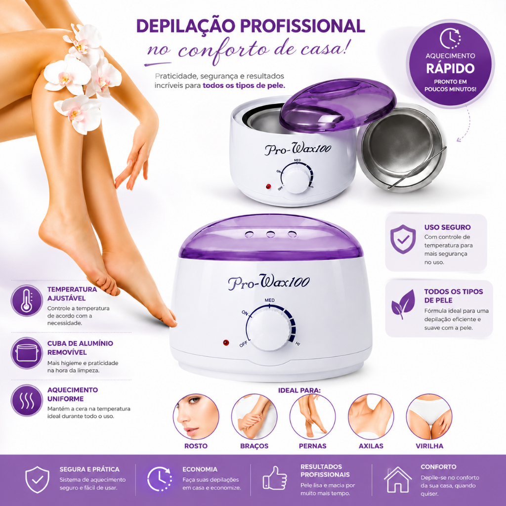 Panela Aquecedora Cera Quente Bivolt 400ml Termocera Profissional Depilação 100W