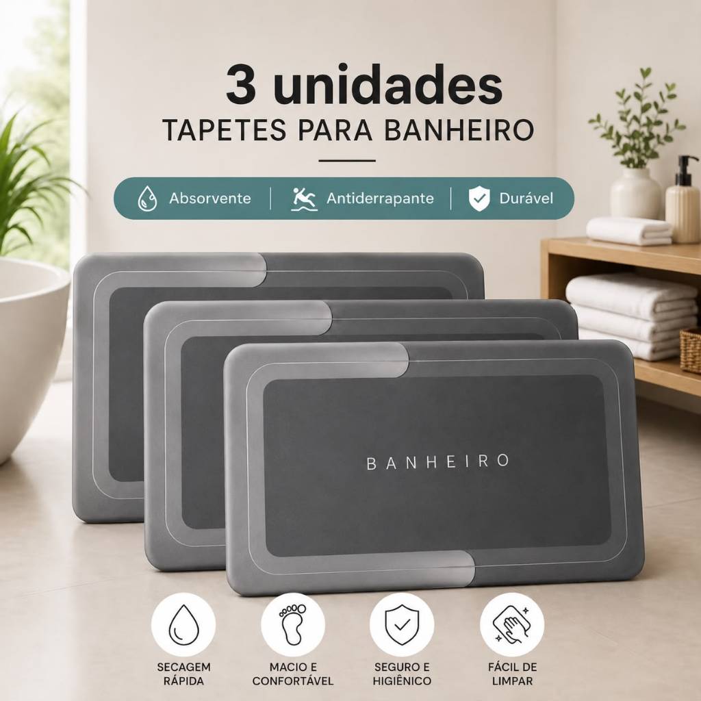 Tapetes para Banheiro Absorvente Antiderrapante Secagem Rápida