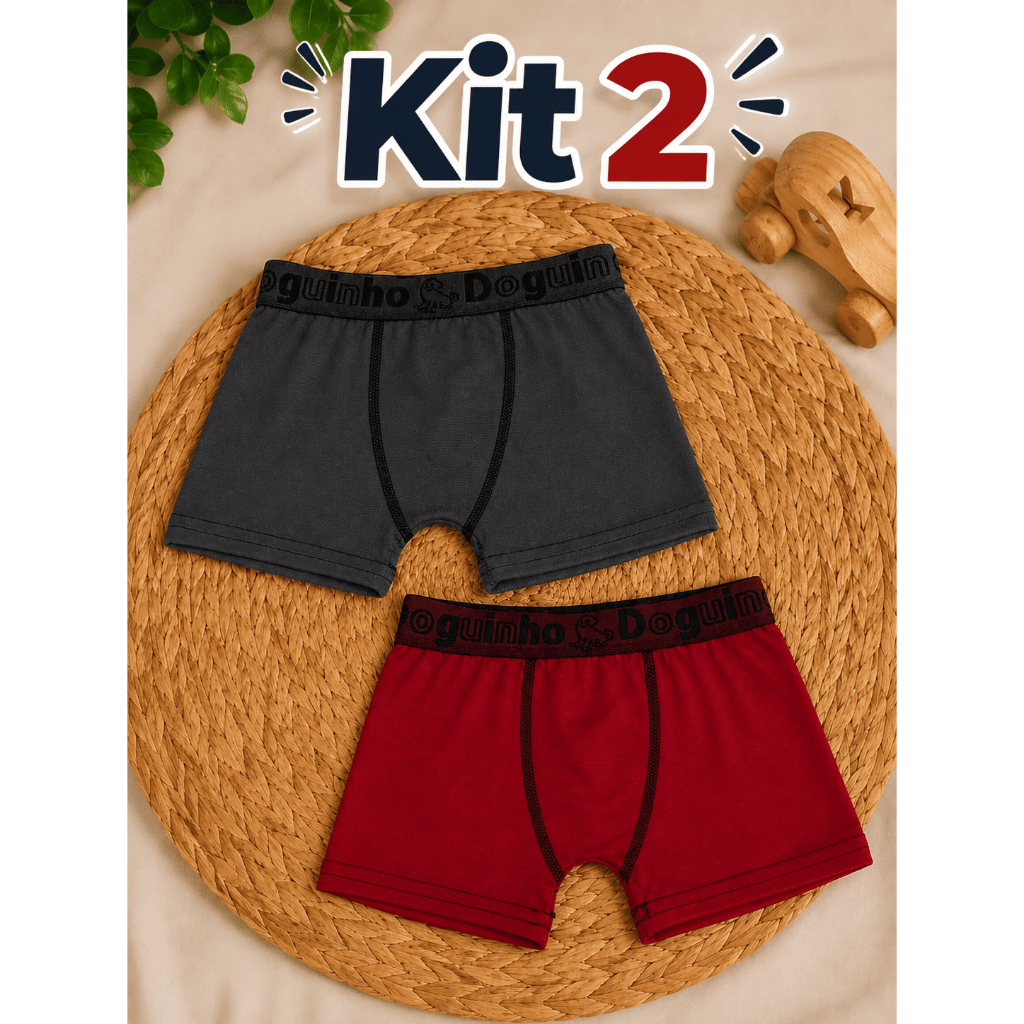 Kit 2 Cueca Boxer Infantil Mirim Doguinho Microfibra Confortável Elástico Personalizado