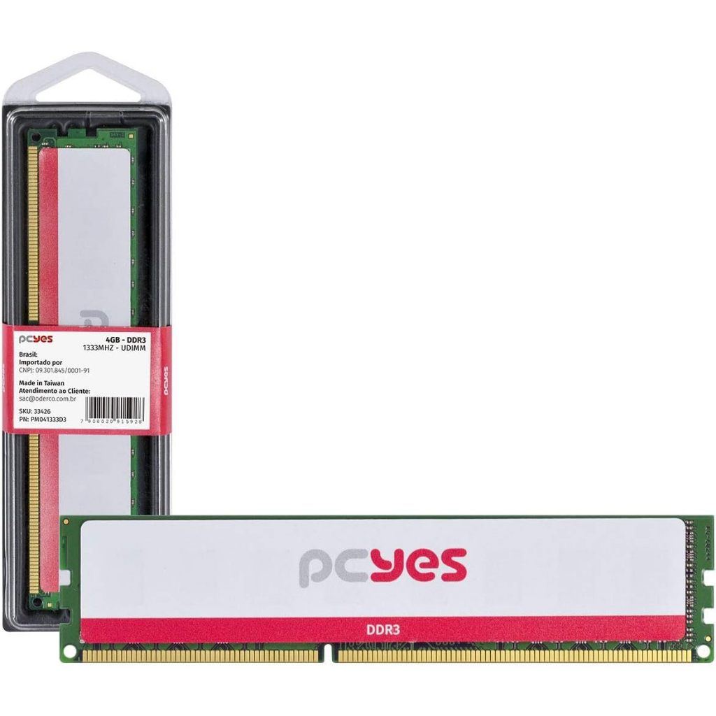 MEMÓRIA PCYES UDIMM 4GB DDR3 1333MHZ - PM041333D3 - PCYES