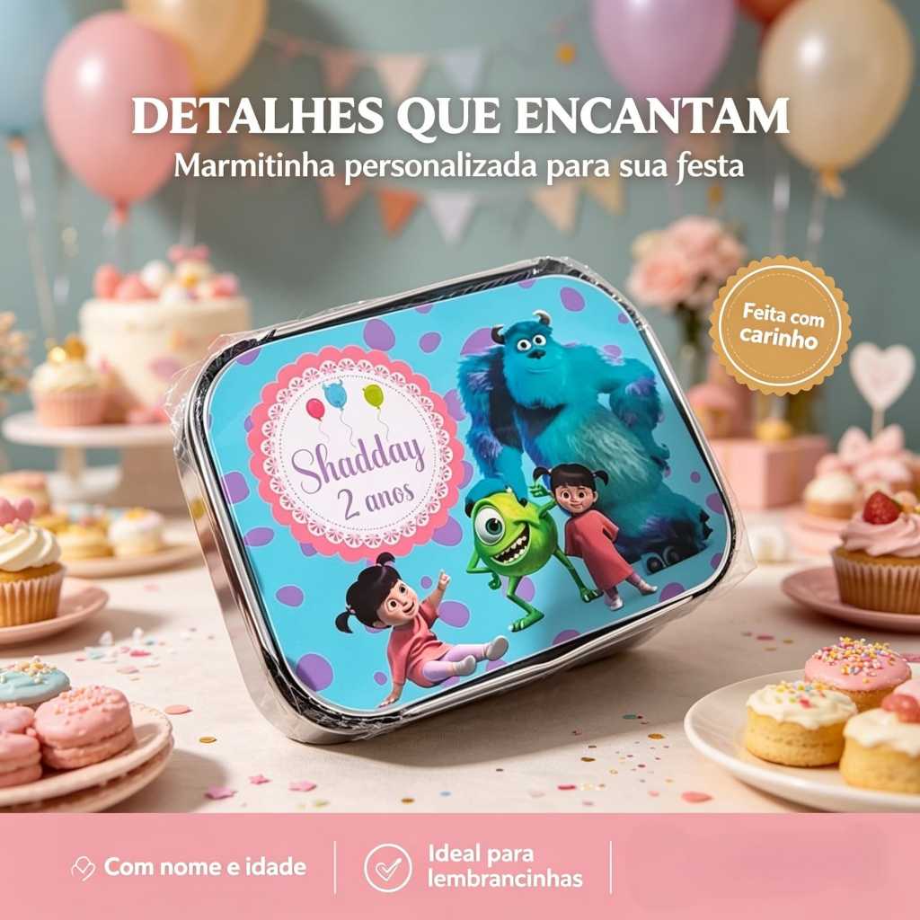 Marmitas Personalizadas Monstros S.A. - lembrancinha- caixinhas personalizadas - festa infantil - Kit festa