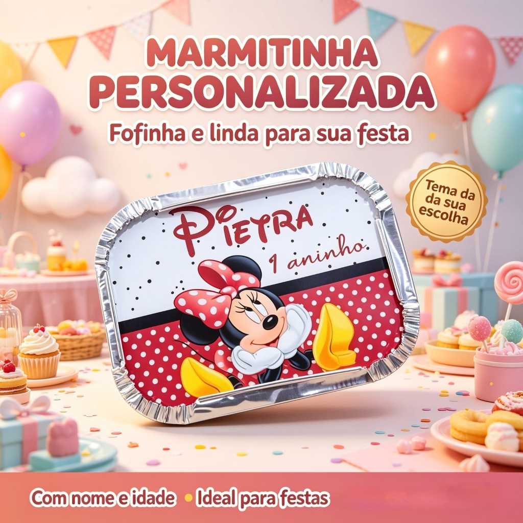 Marmitas Personalizadas Minnie Vermelha - lembrancinha- caixinhas personalizadas - festa infantil - Kit festa