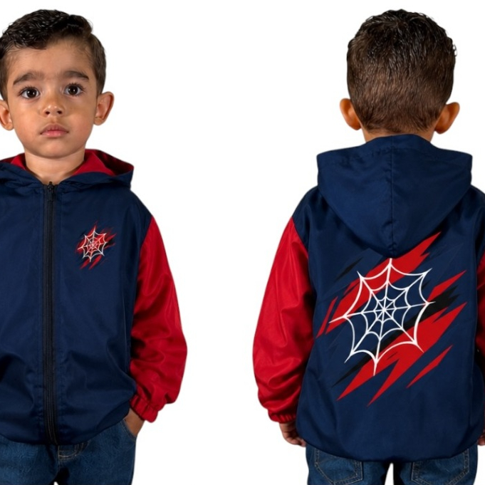 Jaqueta Corta Vento Infantil  Personagem Miranha Teia Blusa Com Capuz Meninos Meninas Do 2 ao 16