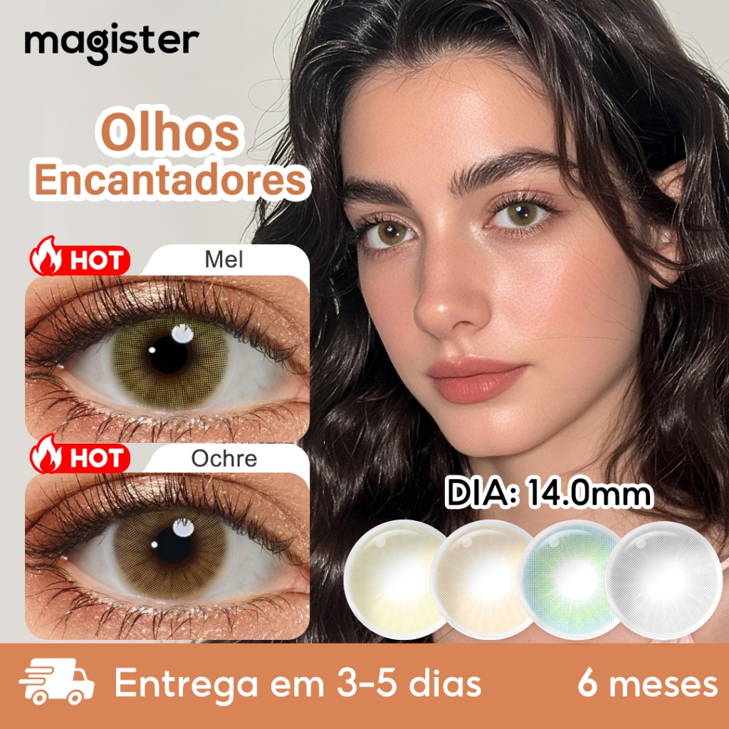 Magister Lentes De Contato Coloridas Hidrocor Série 14mm Brasil envia entrega rápida Natural