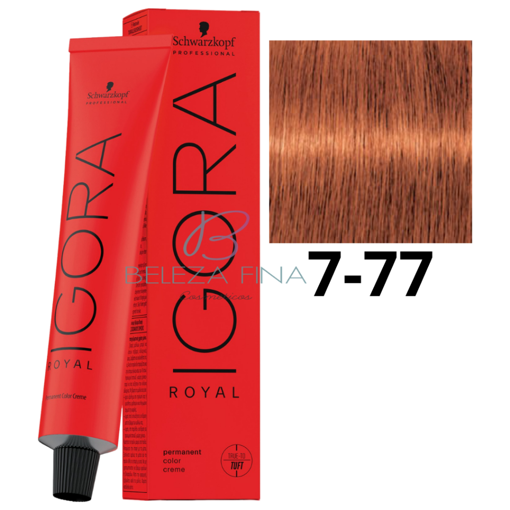 Coloração Schwarzkopf Igora Royal Tintura 7-77 60g LOURO MÉDIO COBRE EXTRA