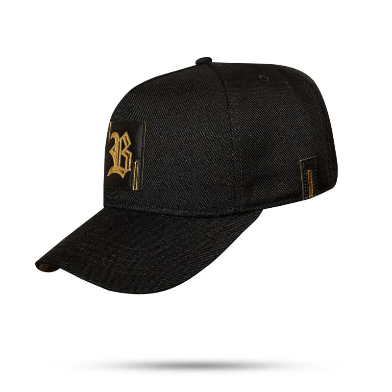 Boné Blck Snapback Preto Gallant Logo Couro Dourado Aba Curva Original