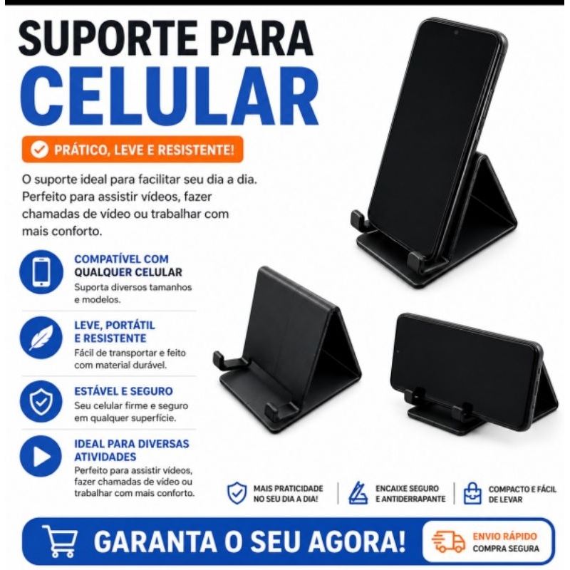 Suporte para Celular Mesa Universal Portátil Base Apoio para Smartphone iPhone Samsung Xiaomi