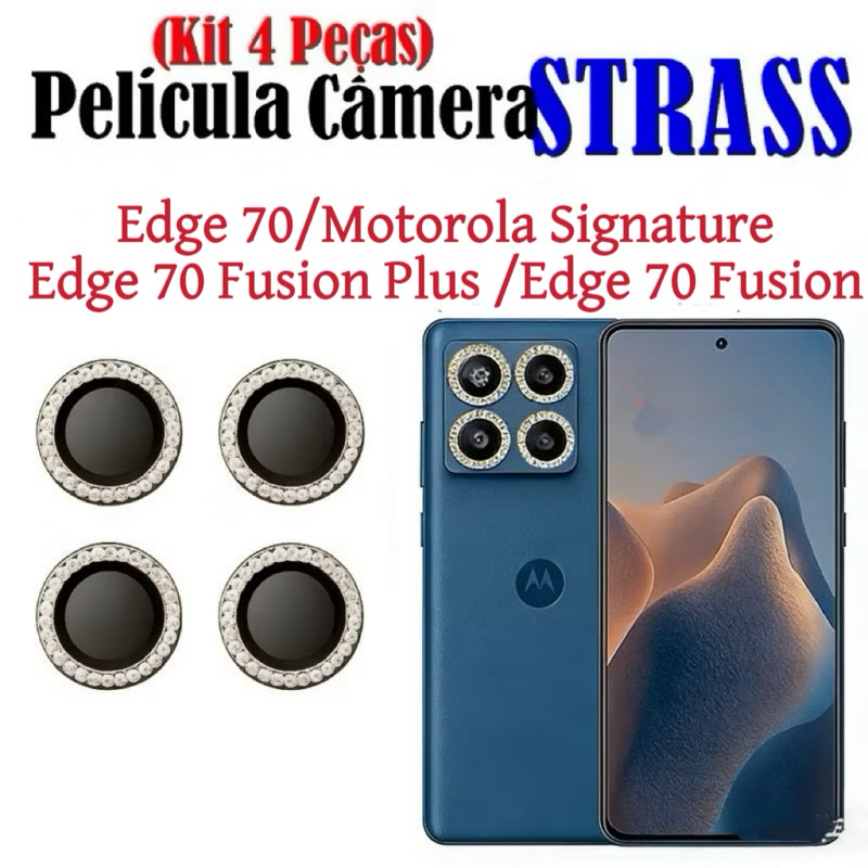 Kit (4 Pcs) Película Lente Câmera Brilho brilhante Diamante Para motorola Edge 70 Fusion Plus Signature